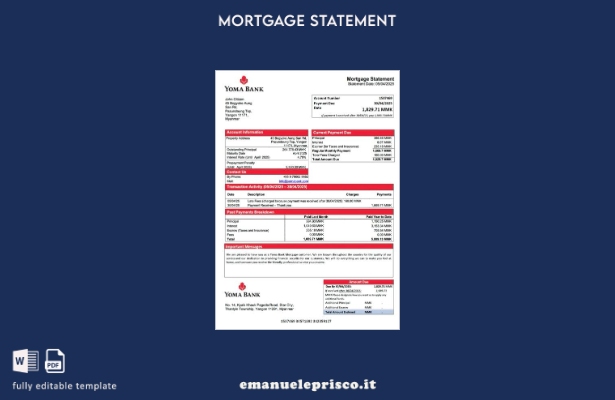 stile verificato Modello di estratto conto mutuo Myanmar Yoma Bank Modello Word 
